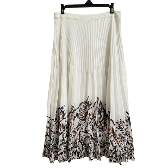 REISS ISIDORA PLEATED MIDI IVORY SKIRT 8 - Picture 2 of 9